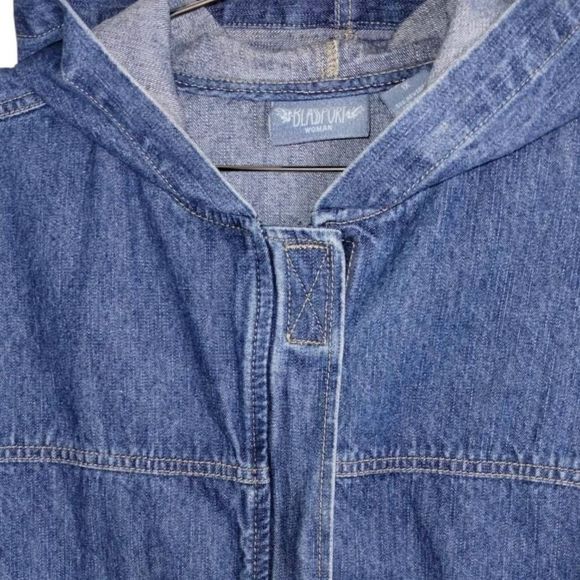 Vintage Bill Blass Women's Jean Jacket Hoodie Front Zip Pockets LS Size 1X - Picture 7 of 12